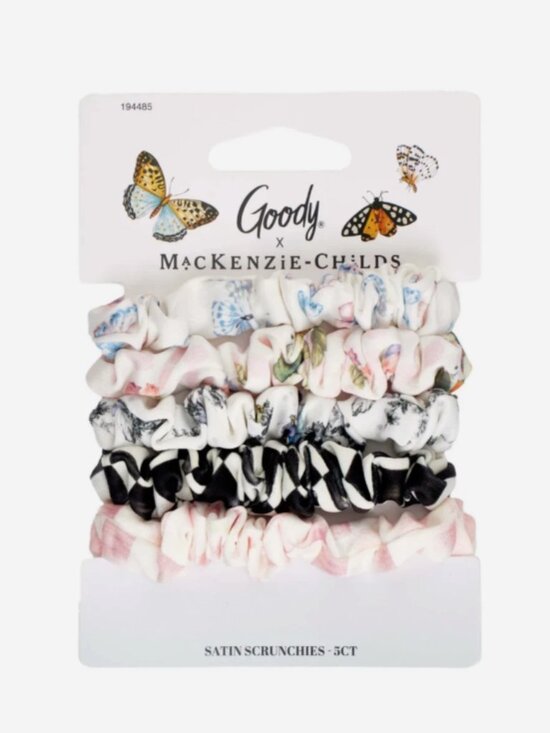 MacKenzie-Childs Accessories - MacKenzie-Childs x Goody Satin Scrunchies 5Ct Courtly Check Floral Hair Ties